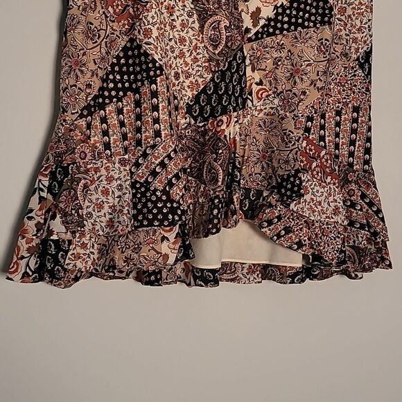 Chaps Dark Floral Patchwork Print Skirt Sz M Y2K Bohemian - Picture 3 of 8